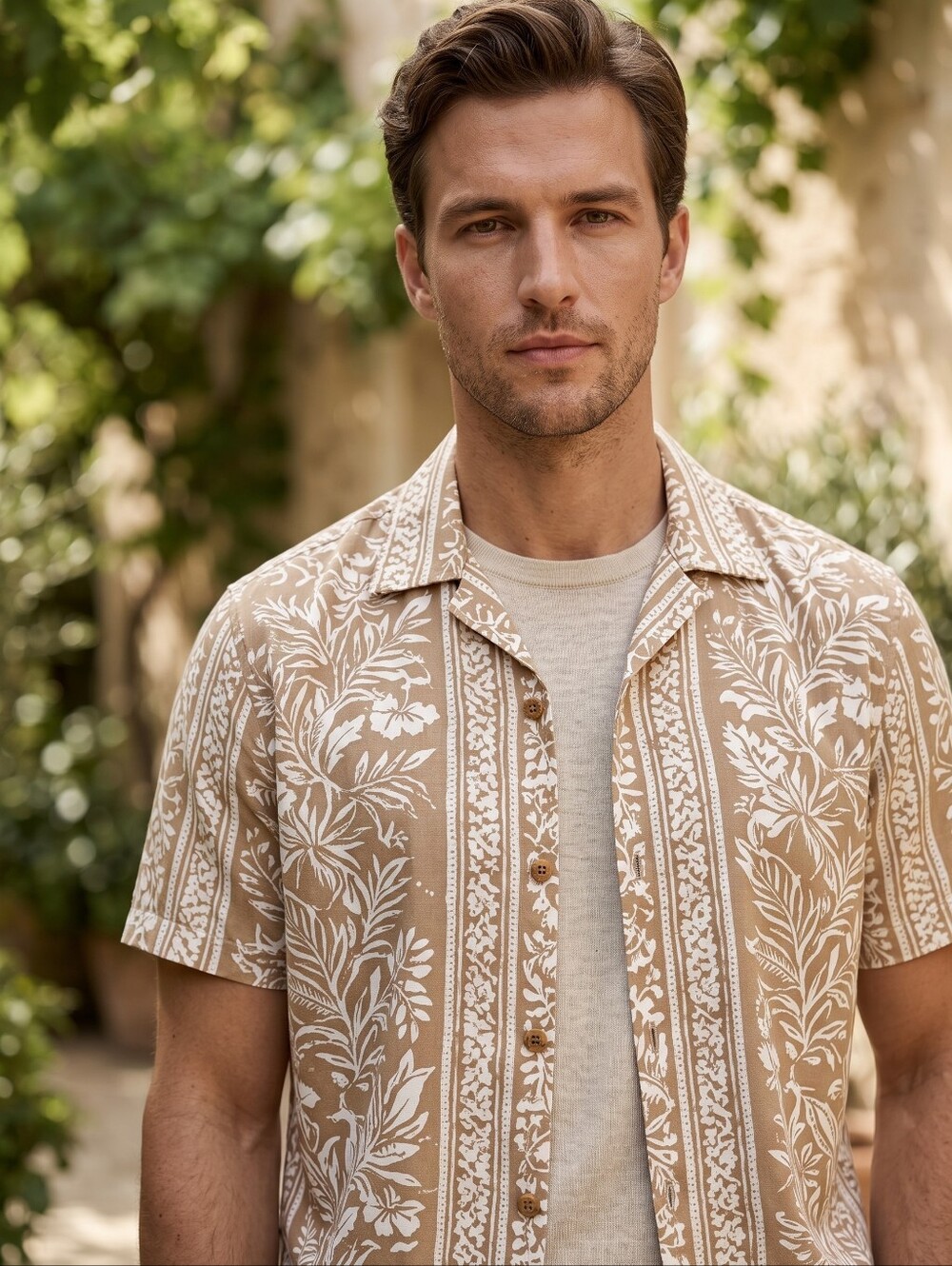 Vintage Fridays by Cluett Batik Camp Shirt Resortcore Rayon Short Sleeve Coastal